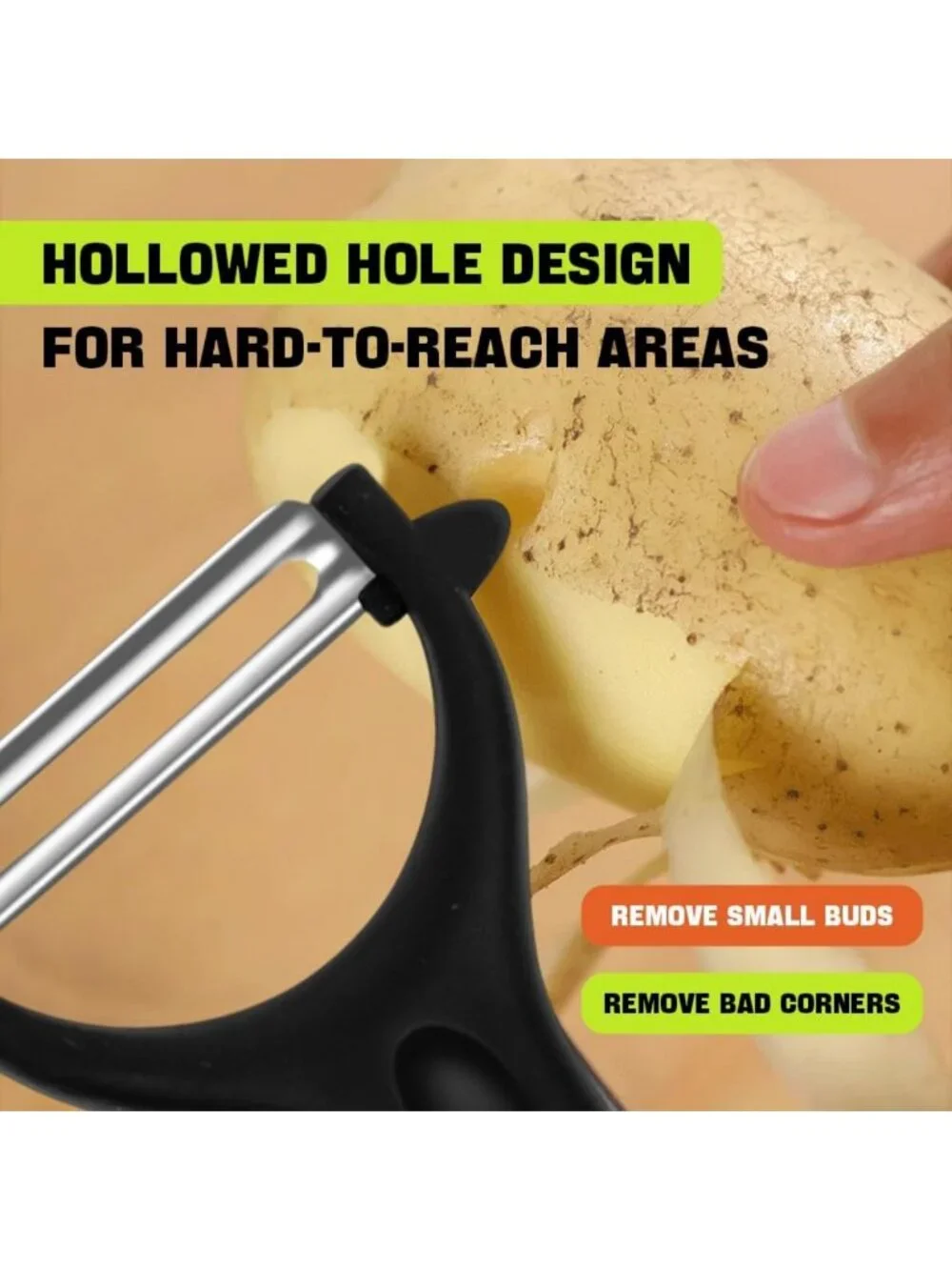 10-Pack Ergonomic Vegetable & Potato Peelers with Soft-Touch Handles - Black